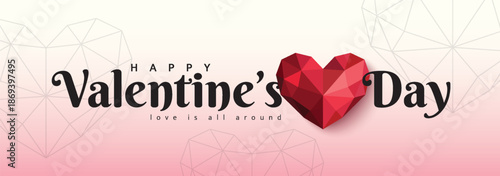 Happy Valentines Day typography with handwritten calligraphy text, isolated on pink background. Romantic Template design for celebrating valentine's Day on 14 February. Vector Illustration