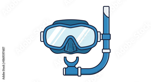 Simple cartoon illustration of snorkeling gear including mask and snorkel for underwater activity or diving-related themes for children or