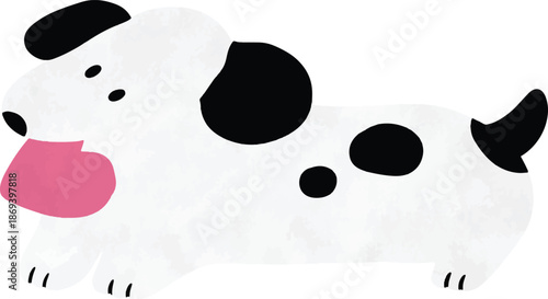 Cute Cartoon Dog Trotting with Pink Tongue