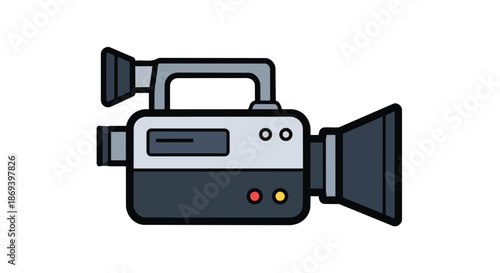 Simple and Modern Illustrative Icon of a Video Camera Used for Filmmaking and Recording Purposes in Various Media Applications