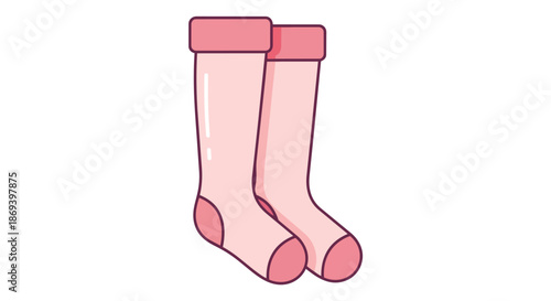 Adorable cartoon depiction of cozy pink socks for winter warmth and comfort in a playful style suitable for children or casual wear