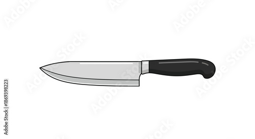 Stainless Steel Kitchen Knife with Ergonomic Black Handle for Precision Cutting and Food Preparation