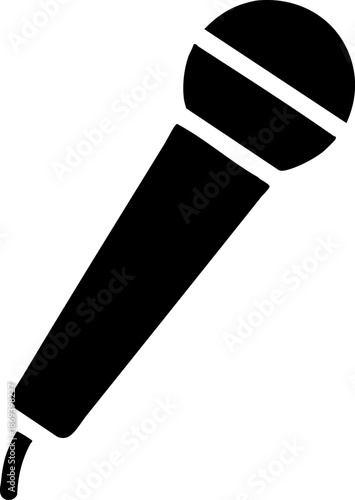 Black Handheld Microphone Icon for Audio Recording or Speech