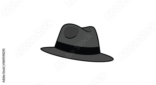 Stylish gray fedora hat with a black band viewed from a slight angle for fashion accessories and headwear designs