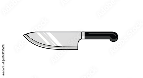 Stylized digital illustration of a kitchen chef knife with a modern minimalistic design for culinary tool branding and kitchen equipment illustrations