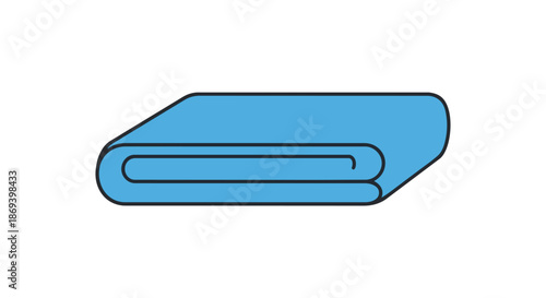 Simple Illustration of a Folded Blue Towel with Minimalist Line Art Style for Home Bathroom Decor and Interior Design Concepts