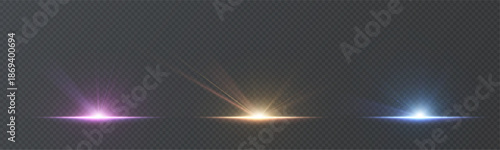 Bright light effect with rays and highlights for vector illustration.