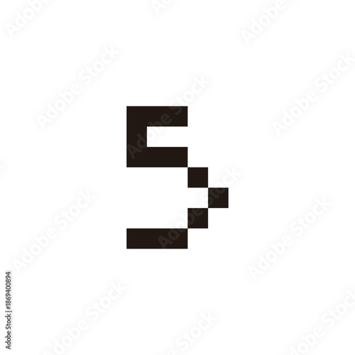 Letter c number 5 squares geometric symbol simple logo vector