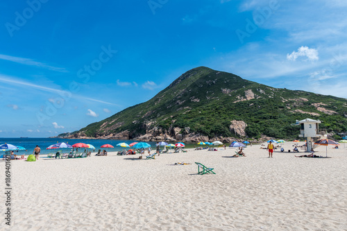 Wallpaper Mural Shek O beach seascape in Hong Kong. Located on Hong Kong southern coast near Shek O village. A sandy public beach. Hong Kong, China. Torontodigital.ca