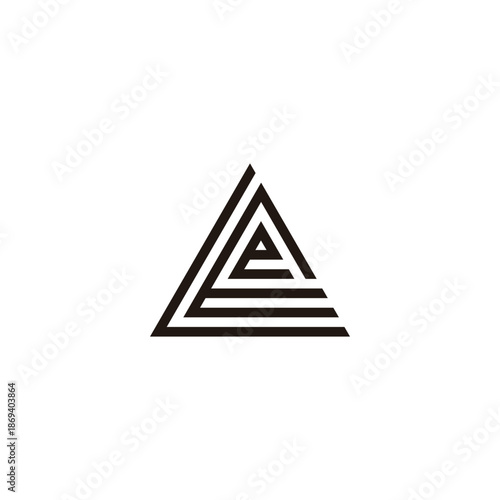 Letter L, E, and e triangle line geometric simple symbol logo vector