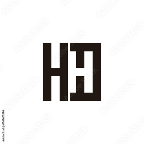 Letter HH square, outline geometric simple symbol logo vector