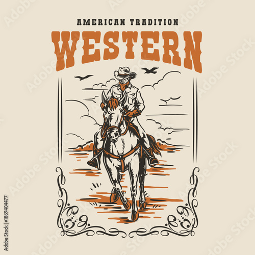 Western cowboy riding a horse