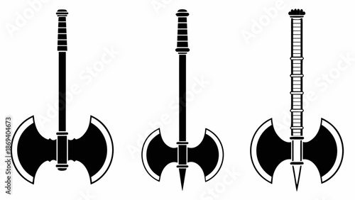 Viking battle axes in various designs and styles