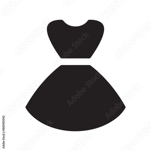 Simple black silhouette of a dress a fashion icon in minimalist style