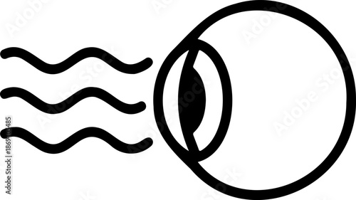 Depicting an eye with light rays entering representing vision or sigh