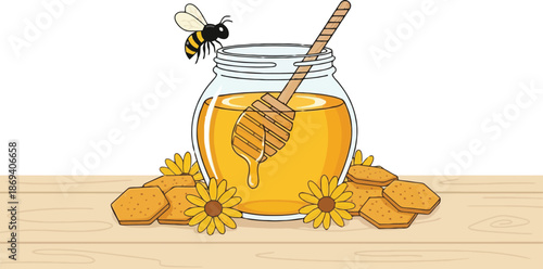 still life with honey and bread