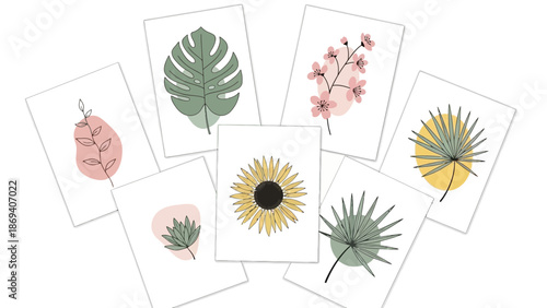 Elegant assortment of botanical illustrations for modern design aesthetics