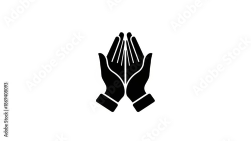 Praying Hands Silhouette Isolated on White Background