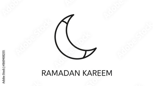 Crescent Moon Symbolizing Ramadan Kareem on White Background