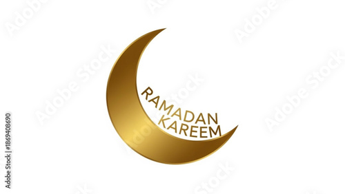 Free Download Golden Crescent Moon with Ramadan Kareem Text, Islamic Symbol, Luxury Design - GFXLoad