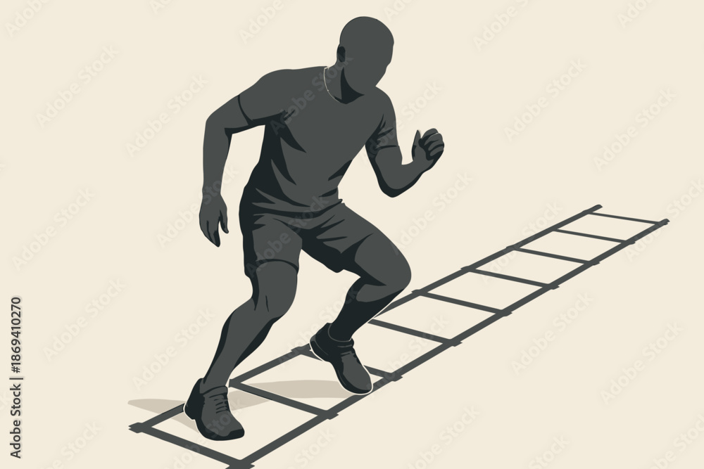 Fototapeta premium Agility Ladder Drill Speed and Coordination Training Illustration.