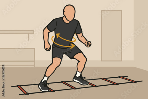 Agility Ladder Workout Athlete Enhancing Coordination and Speed.