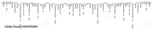 continuous line drawing of dripping liquid border decoration with falling drops