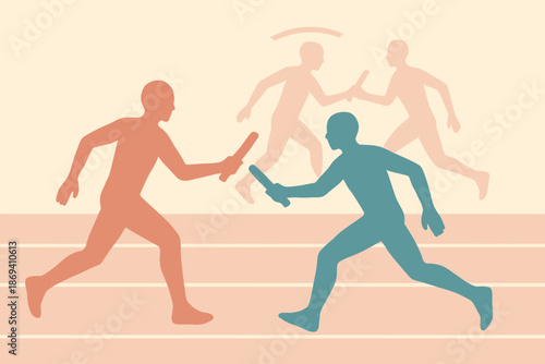 Relay Race Exchange A Dynamic Illustration of Teamwork and Speed.
