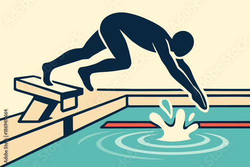 Swimmer diving into the pool a dynamic illustration of athleticism.