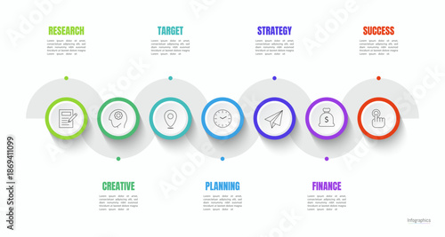 Infographic 7 options design elements for your business data. Vector Illustration.