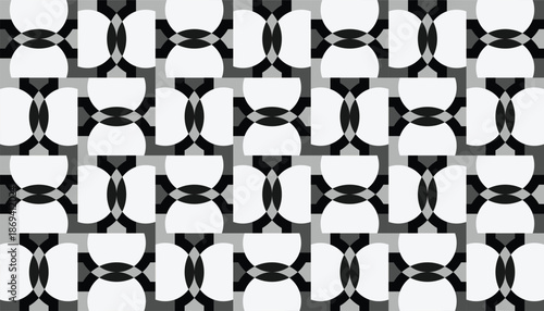 An ultra-detailed seamless monochrome mosaic featuring a complex grid of nested squares, diagonal lines, and pixelated shading. The high-precision geometry creates a sense of technical depth and digit