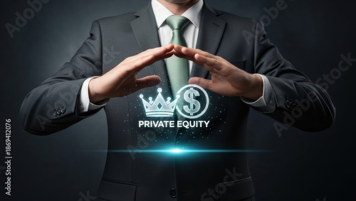 Sophisticated businessman projects luminous 