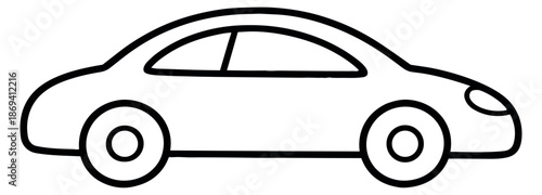 Hand drawn line art illustration of a car depicting transport for educational materials