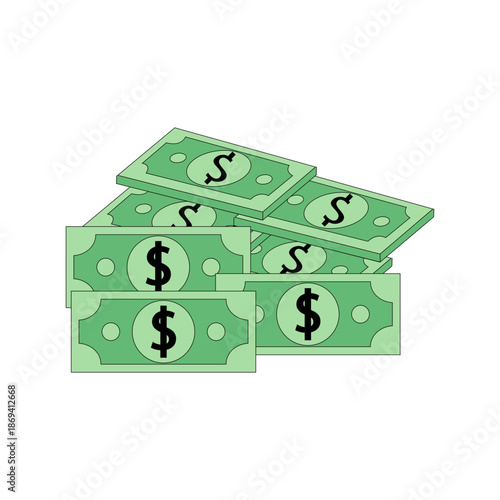 Green dollar bill stack