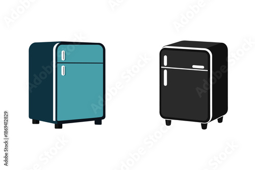 Mini Fridge Silhouette Icon Vector Illustration Small Kitchen Appliance Design