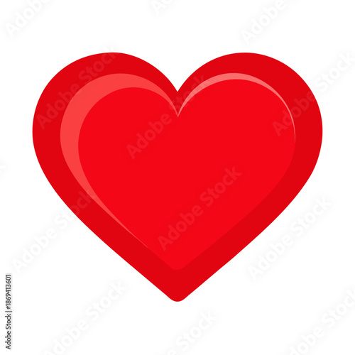 A vibrant red heart symbol against a crisp white background for love and romance