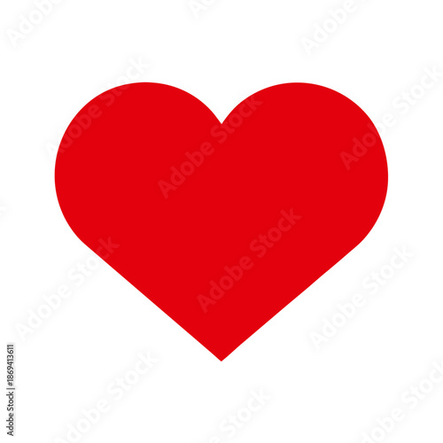 A vibrant red heart symbol against a crisp white background for love and romance