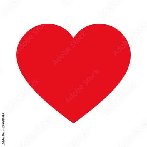 A vibrant red heart symbol against a crisp white background for love and romance