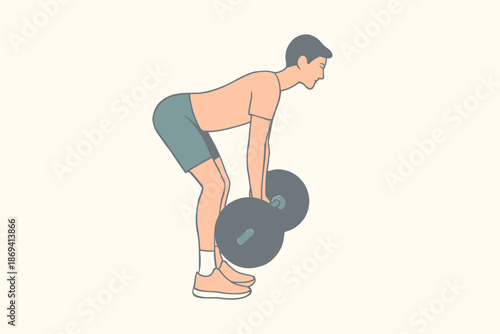 Man Performing Dumbbell Romanian Deadlift Exercise for Strength Training.