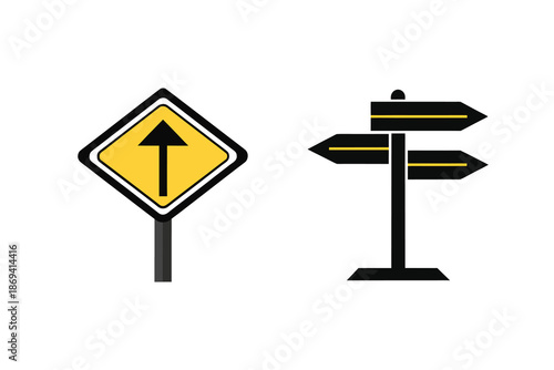 Road Sign Arrow Silhouette Icon Vector Illustration Traffic Arrow Silhouette Icon