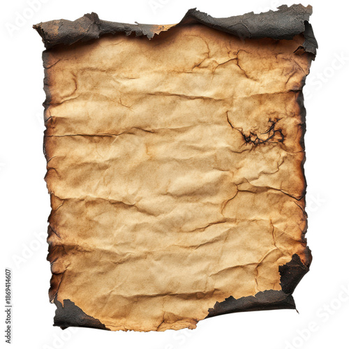 Burnt paper on transparent background