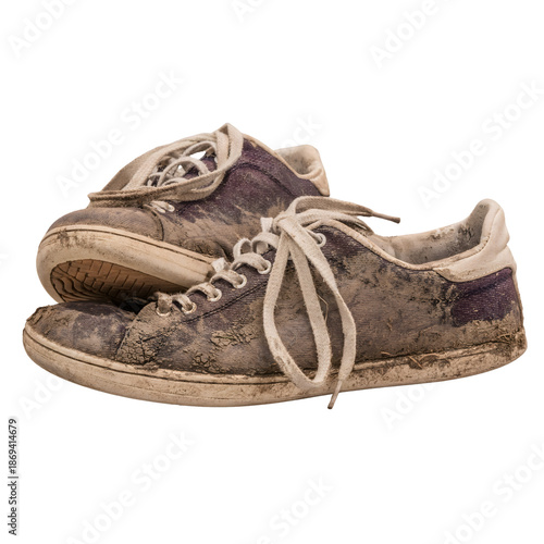 Mud-Splattered Canvas Sneakers Isolated 