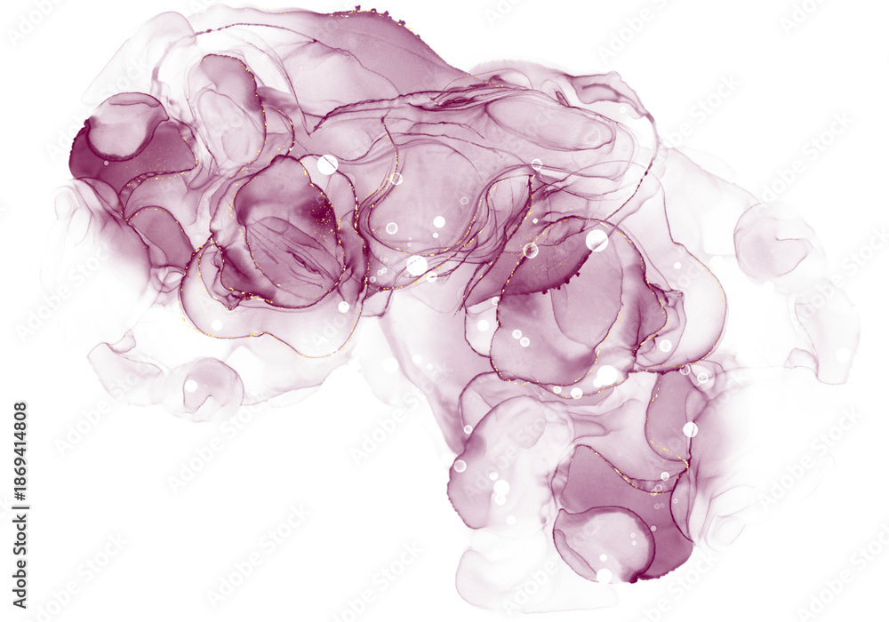 Fototapeta premium Romantic Purple Pink Marble Abstract with Gold Frame Weding Invitation Decoration On Transparent Background