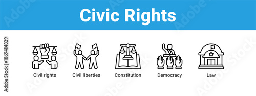 Civic Rights web banner icon vector illustration concept ,  with icon of Civil rights, Civil liberties, Constitution.