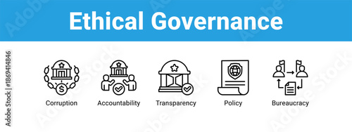 Ethical Governance web banner icon vector illustration concept ,  with icon of Corruption, Accountability, Transparency.