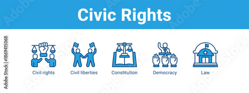 Civic Rights web banner icon vector illustration concept ,  with icon of Civil rights, Civil liberties, Constitution.