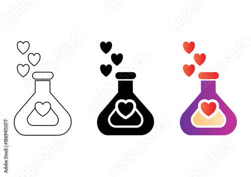 Lab Tube with Heart Flat Icon – Love Laboratory Science Vector Stock Illustration