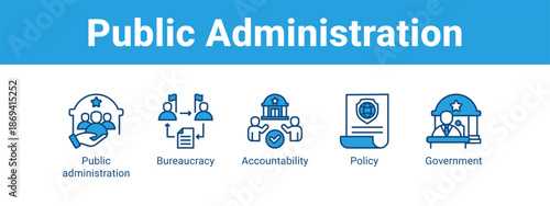 Public Administration web banner icon vector illustration concept ,  with icon of Public administration, Bureaucracy, Accountability.