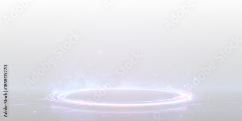 Futuristic Neon Magic Ring PNG Overlay with Glowing Blue Purple Portal Light Effect