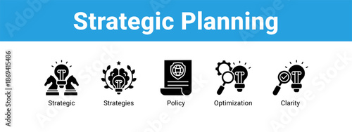 Strategic Planning web banner icon vector illustration concept ,  with icon of Strategic, Strategies, Policy.